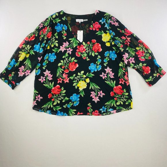 Womens Calvin Klein Black Floral Blouse - Picture 3 of 5